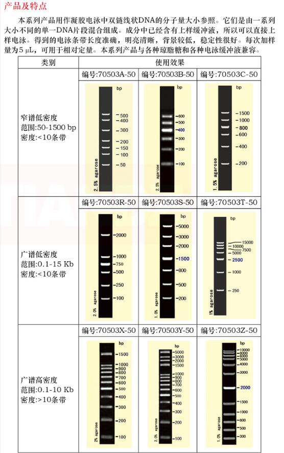 dna 电泳分子量标准 (200-5000 bp)50 次运输